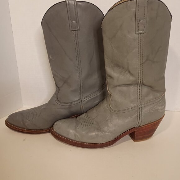 1980s ACME DINGO Western 14" Boots Men's 11D Style 5113 Gray Leather *Read - Picture 7 of 15